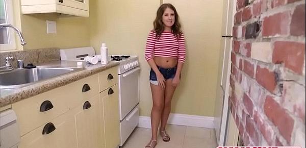  Chubby teen stepsister fucks her stepbro in the kitchen